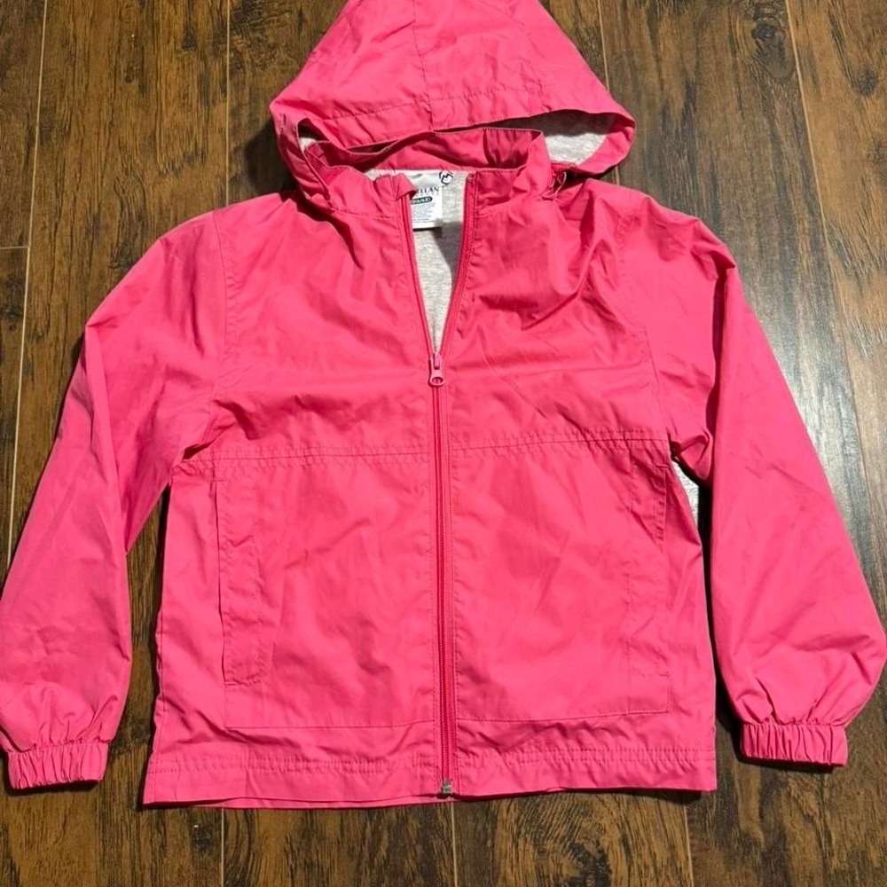 WHIMSICAL PREPPY MAGELLAN PINK GRAY WINDBREAKER RAIN JACKET GIRL'S SIZE XS/6